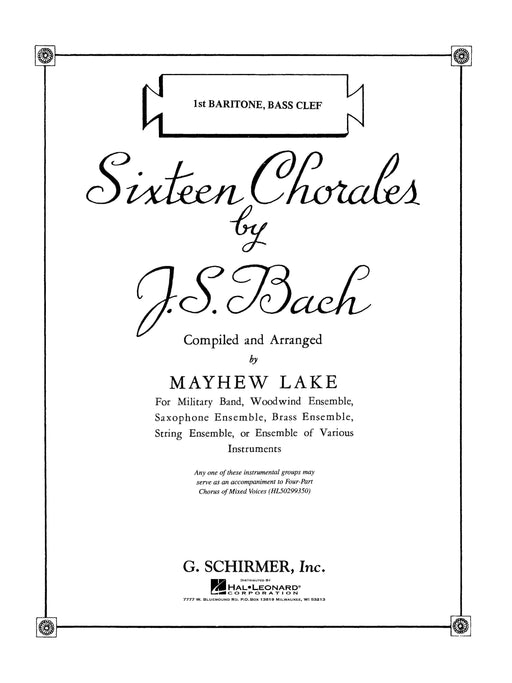 Sixteen Chorales Baritone I (Bass Clef) Part 巴赫約翰‧瑟巴斯提安 合唱 | 小雅音樂 Hsiaoya Music