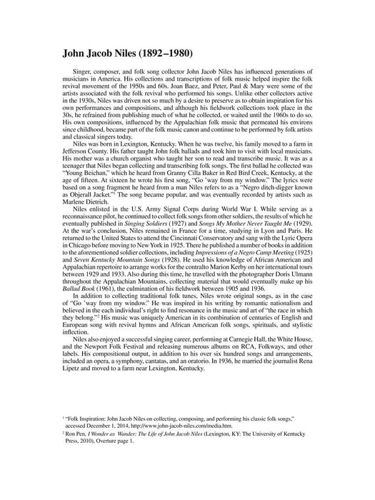 Songs of John Jacob Niles - Revised and Expanded Edition High Voice 高音 | 小雅音樂 Hsiaoya Music