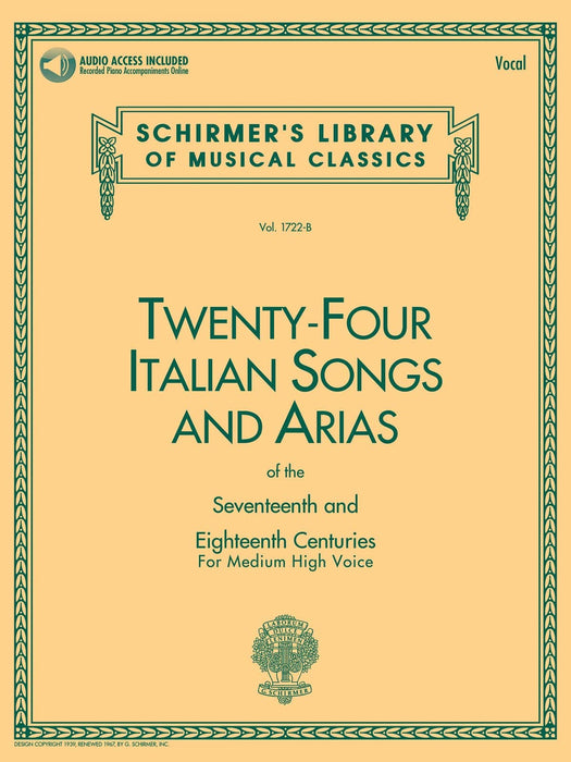 24 Italian Songs & Arias of the 17th & 18th Centuries Medium High Voice - Book with Online Audio 詠唱調 高音 | 小雅音樂 Hsiaoya Music