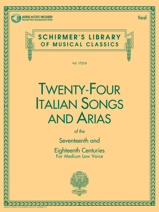 24 Italian Songs & Arias of the 17th & 18th Centuries Medium Low Voice - Book with Online Audio 詠唱調 低音 | 小雅音樂 Hsiaoya Music