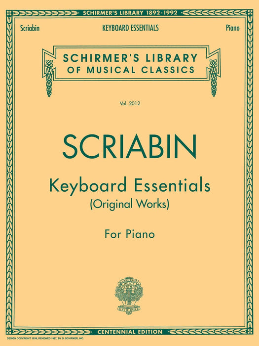 Keyboard Essentials - A Collection of Easier Works Schirmer Library of Classics Volume 2012 Piano Solo 斯克里亞賓 鍵盤樂器 鋼琴 獨奏 | 小雅音樂 Hsiaoya Music