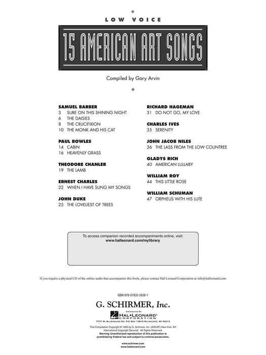 15 American Art Songs Low Voice 低音 | 小雅音樂 Hsiaoya Music