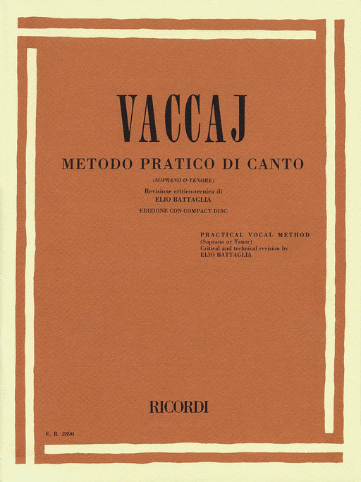 Practical Vocal Method (Vaccai) - High Voice Soprano/Tenor - Book/CD 高音 聲樂 | 小雅音樂 Hsiaoya Music