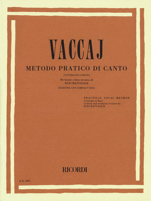 Practical Vocal Method (Vaccai) - Low Voice Alto/Bass - Book/CD 低音 聲樂 | 小雅音樂 Hsiaoya Music