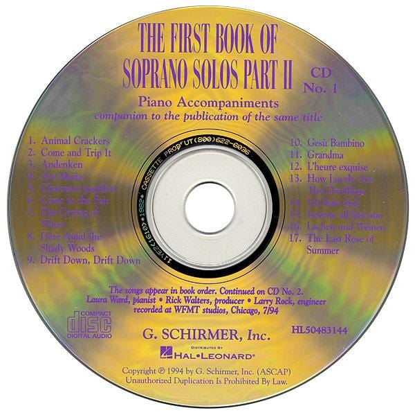 The First Book of Soprano Solos - Part II Accompaniment CDs (Set of 2) 獨奏 伴奏 | 小雅音樂 Hsiaoya Music
