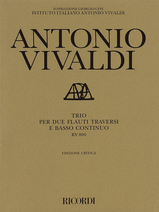 Trio for 2 Transverse Flutes and Basso Continuo RV800 Critical Edition Score and Parts 韋瓦第 三重奏 長笛 | 小雅音樂 Hsiaoya Music