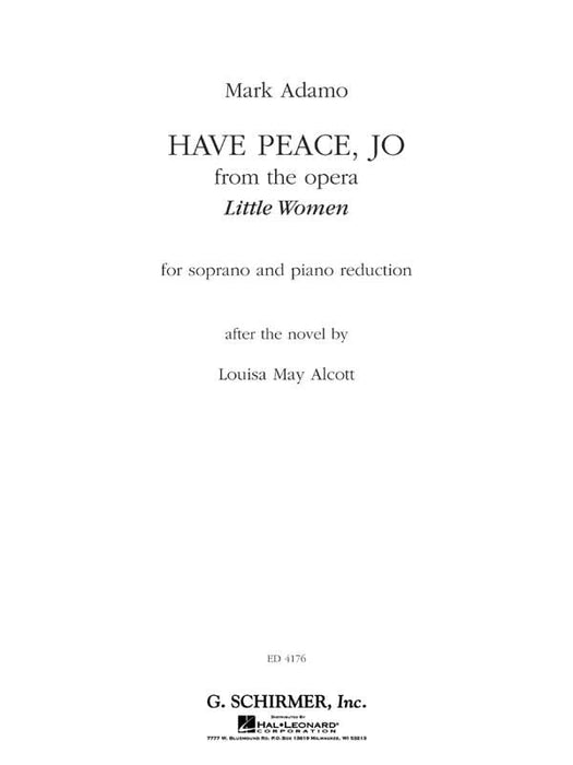 Have Peace, Jo (from the Opera Little Women) Soprano and Piano Reduction 歌劇 鋼琴 | 小雅音樂 Hsiaoya Music