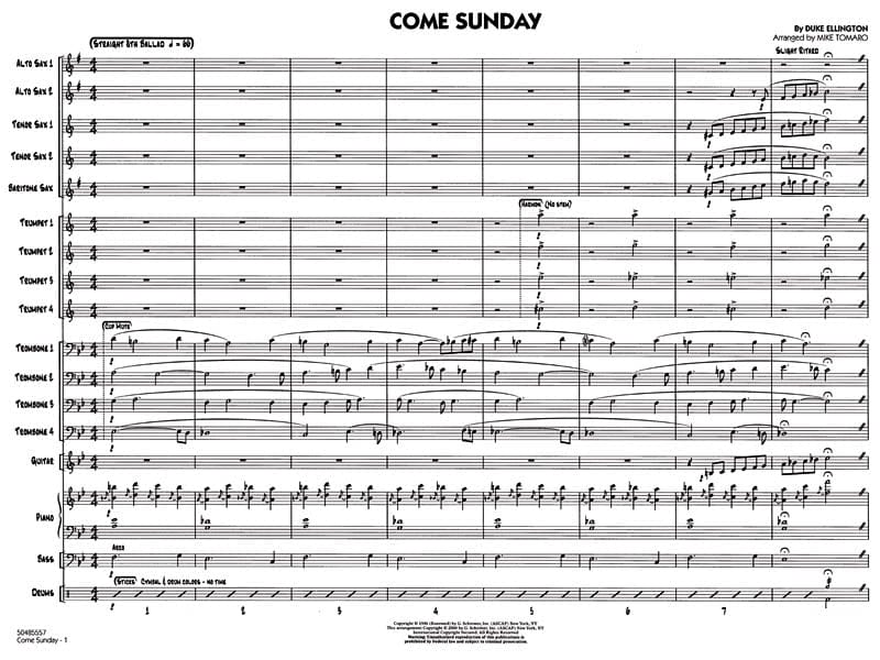 Come Sunday - Jazz Ensemble Score 爵士音樂 | 小雅音樂 Hsiaoya Music