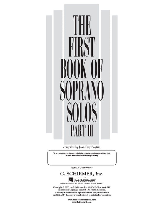 The First Book of Soprano Solos - Part III 獨奏 | 小雅音樂 Hsiaoya Music