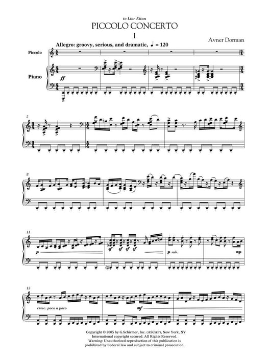Piccolo Concerto for Piccolo and Piano Reducton 短笛協奏曲 短笛 鋼琴 | 小雅音樂 Hsiaoya Music