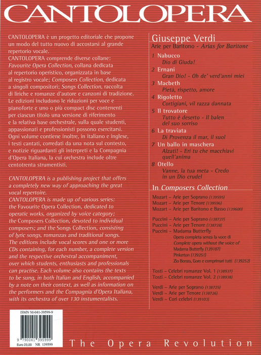 Verdi Arias for Baritone Cantolopera Collection 威爾第‧朱塞佩 詠唱調 詠嘆調 聲樂 | 小雅音樂 Hsiaoya Music