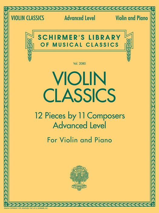 Violin Classics Schirmer Library of Classics Volume 2080 Advanced Level 小提琴 | 小雅音樂 Hsiaoya Music