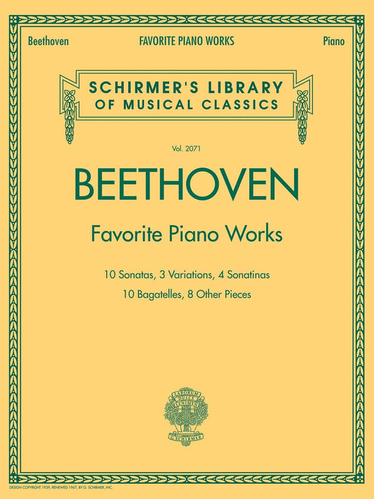 Beethoven - Favorite Piano Works Schirmer Library of Classics Volume 2071 貝多芬 鋼琴 | 小雅音樂 Hsiaoya Music