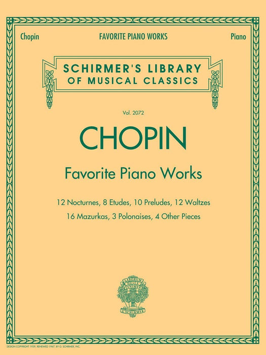 Favorite Piano Works Schirmer Library of Classics Volume 2072 蕭邦 鋼琴 | 小雅音樂 Hsiaoya Music