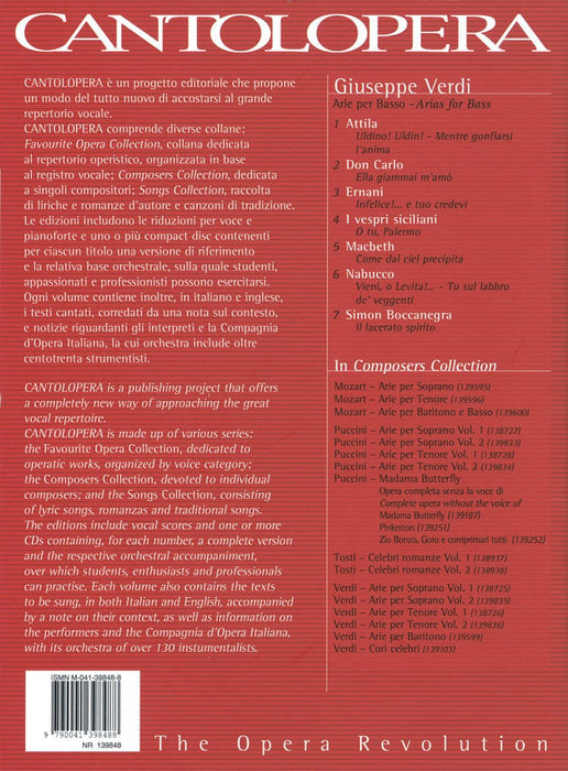 Verdi Arias for Bass Cantolopera Series Book/CD Pack 威爾第‧朱塞佩 詠唱調 詠嘆調 聲樂 | 小雅音樂 Hsiaoya Music
