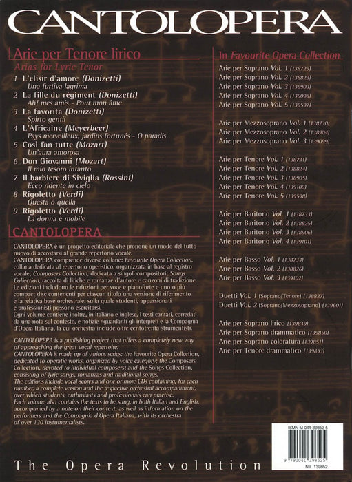 Arias for Lyric Tenor Cantolopera Series Book/CD Pack 抒情的 詠唱調 詠嘆調 聲樂 | 小雅音樂 Hsiaoya Music