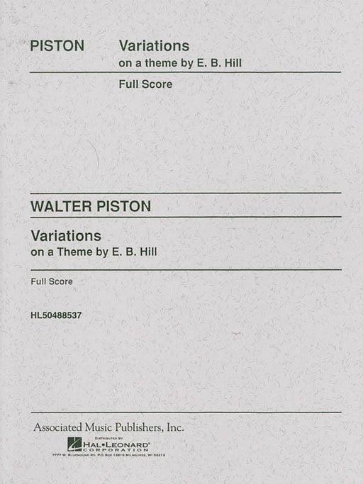 Variations on a Theme by Edward Burlingame Hill Full Score 皮斯頓 詠唱調 主題 大總譜 | 小雅音樂 Hsiaoya Music