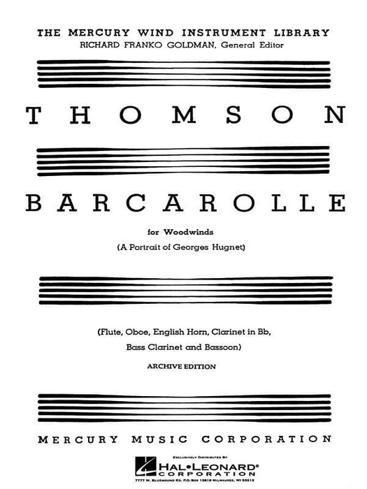 Barcarolle (A Portrait of Georges Hugnet) Score and Parts 湯姆森,維吉爾 船歌 | 小雅音樂 Hsiaoya Music