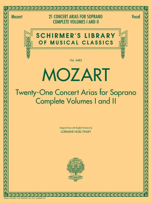 Mozart - 21 Concert Arias for Soprano Schirmer Library of Classics Volume 4482 莫札特 詠唱調 | 小雅音樂 Hsiaoya Music