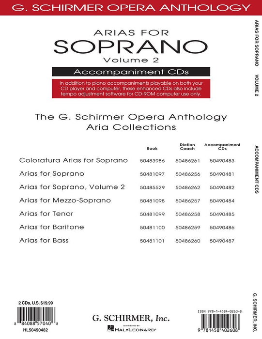 Arias for Soprano - Volume 2 G. Schirmer Opera Anthology Accompaniment CDs (2) 詠唱調 歌劇 伴奏 | 小雅音樂 Hsiaoya Music