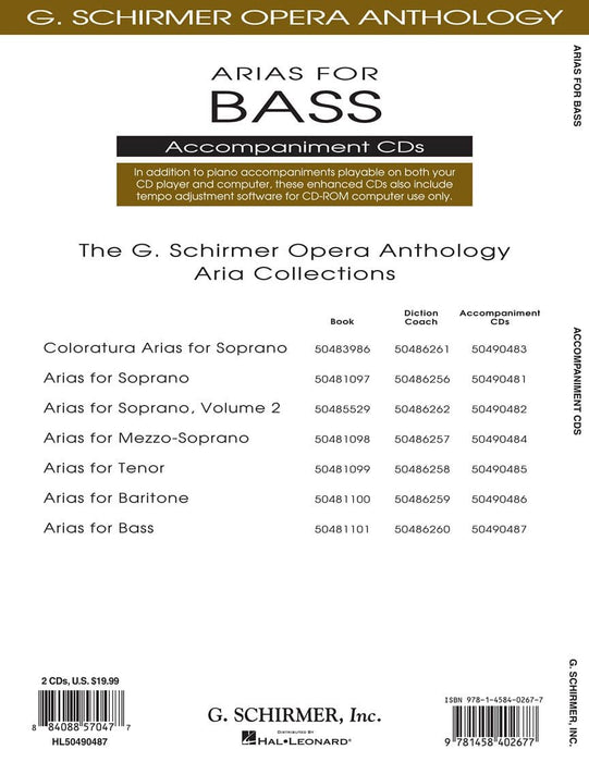 Arias for Bass G. Schirmer Opera Anthology Accompaniment CDs (2) 詠唱調 歌劇 伴奏 | 小雅音樂 Hsiaoya Music