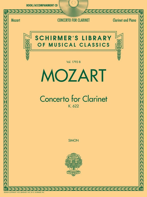 Wolfgang Amadeus Mozart - Concerto for Clarinet, K. 622 Schirmer Library of Classics Volume 1792-B 莫札特 協奏曲 豎笛 | 小雅音樂 Hsiaoya Music