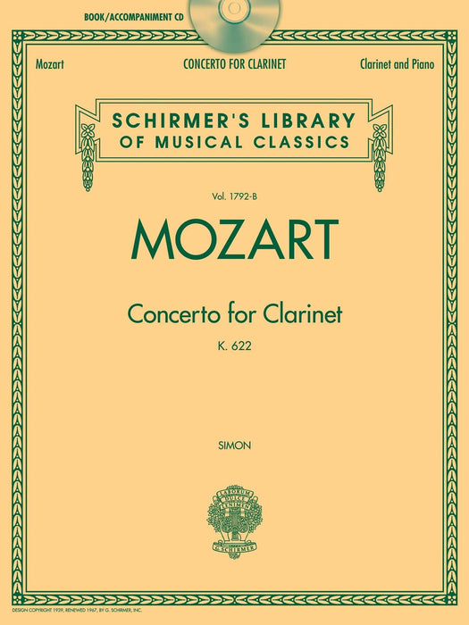 Wolfgang Amadeus Mozart - Concerto for Clarinet, K. 622 Schirmer Library of Classics Volume 1792-B 莫札特 協奏曲 豎笛 | 小雅音樂 Hsiaoya Music