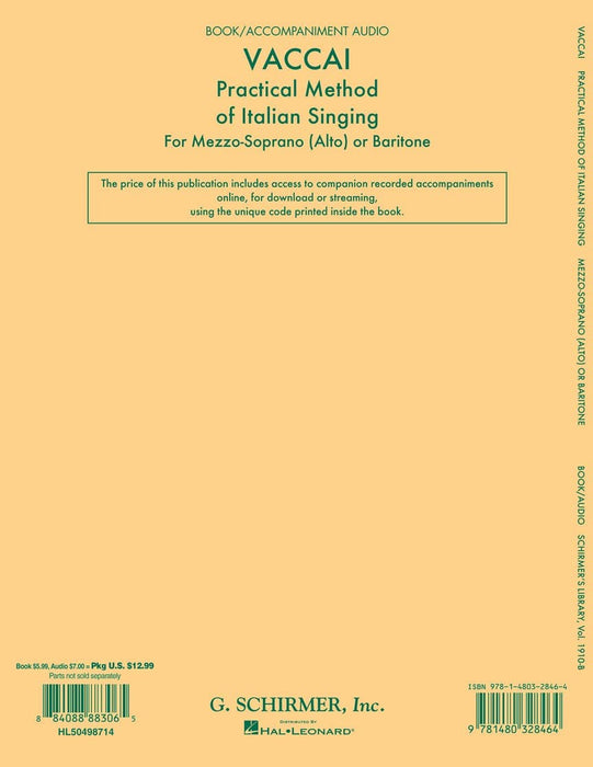 Practical Method of Italian Singing Mezzo-Soprano (Alto) or Baritone, Book/Online Audio 次女高音 | 小雅音樂 Hsiaoya Music