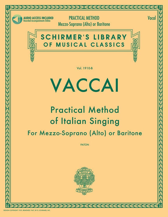 Practical Method of Italian Singing Mezzo-Soprano (Alto) or Baritone, Book/Online Audio 次女高音 | 小雅音樂 Hsiaoya Music
