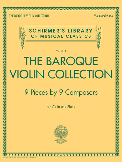 The Baroque Violin Collection - 9 Pieces by 9 Composers Schirmer's Library of Musical Classics Vol. 2114 巴洛克小提琴 小品 | 小雅音樂 Hsiaoya Music
