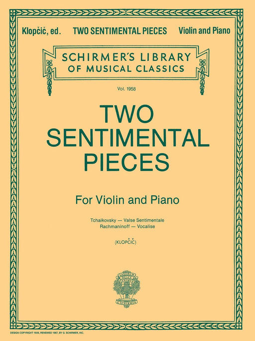 Two Sentimental Pieces Schirmer Library of Classics Volume 1958 Violin and Piano 小品 小提琴 鋼琴 | 小雅音樂 Hsiaoya Music
