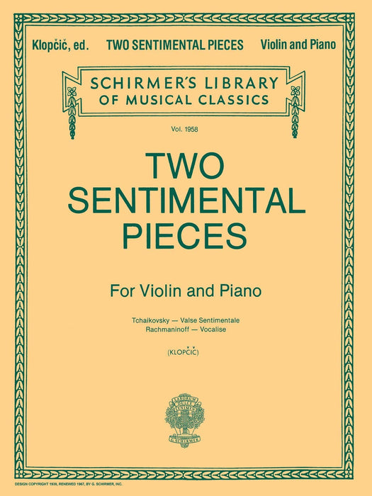Two Sentimental Pieces Schirmer Library of Classics Volume 1958 Violin and Piano 小品 小提琴 鋼琴 | 小雅音樂 Hsiaoya Music