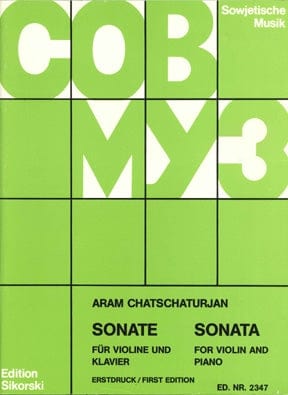 Sonata (First Edition) Violin and Piano 哈察圖量 奏鳴曲 小提琴(含鋼琴伴奏) | 小雅音樂 Hsiaoya Music