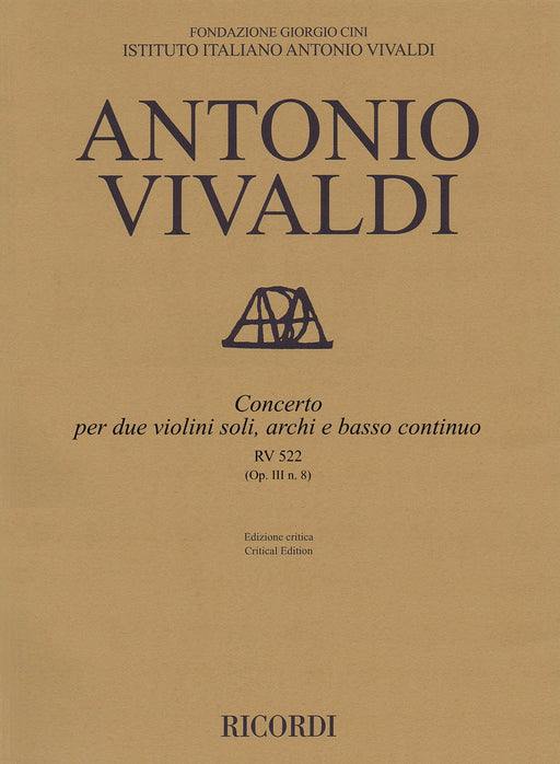 Concerto A minor, RV 522, Op. III, No. 8 Critical Edition Per Due Violini Soli, Archi E Basso Continuo 韋瓦第 協奏曲 | 小雅音樂 Hsiaoya Music
