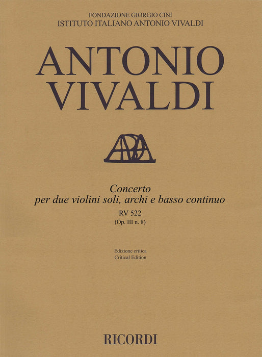 Concerto A minor, RV 522, Op. III, No. 8 Critical Edition Per Due Violini Soli, Archi E Basso Continuo 韋瓦第 協奏曲 | 小雅音樂 Hsiaoya Music