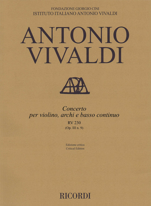 Concerto D Major, RV 230, Op. III, No. 9 Critical Edition Score 韋瓦第 協奏曲 | 小雅音樂 Hsiaoya Music