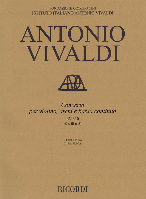 Concerto G Major, RV 310, Op. III, No. 3 Critical Edition Score 韋瓦第 協奏曲 | 小雅音樂 Hsiaoya Music