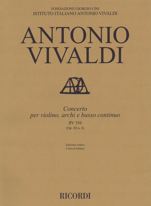 Concerto A Minor, RV 356, Op. III, No. 6 Critical Edition Score 韋瓦第 協奏曲 | 小雅音樂 Hsiaoya Music