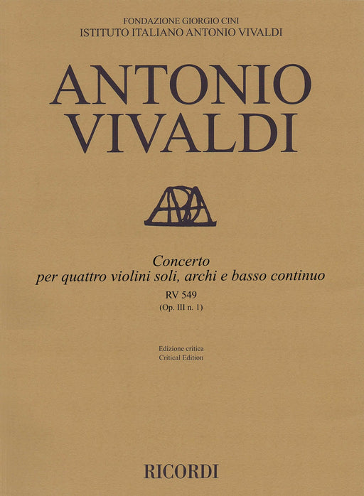 Concerto D Major, RV 549, Op. III, No. 1 Critical Edition Score 韋瓦第 協奏曲 | 小雅音樂 Hsiaoya Music