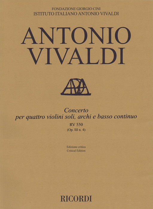Concerto E Minor, RV 550, Op. III, No. 4 Critical Edition Score 韋瓦第 協奏曲 | 小雅音樂 Hsiaoya Music