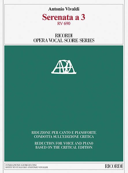 Serenata a 3, RV 690 Ricordi Opera Vocal Score Series 韋瓦第 聲樂總譜 | 小雅音樂 Hsiaoya Music