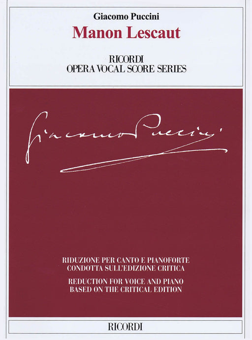 Manon Lescaut Ricordi Opera Vocal Score Series 浦契尼 瑪儂˙雷斯可 聲樂總譜 | 小雅音樂 Hsiaoya Music