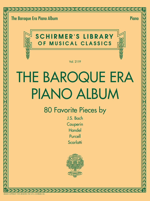 The Baroque Era Piano Album Schirmer's Library of Musical Classics Volume 2119 巴洛克 鋼琴 | 小雅音樂 Hsiaoya Music