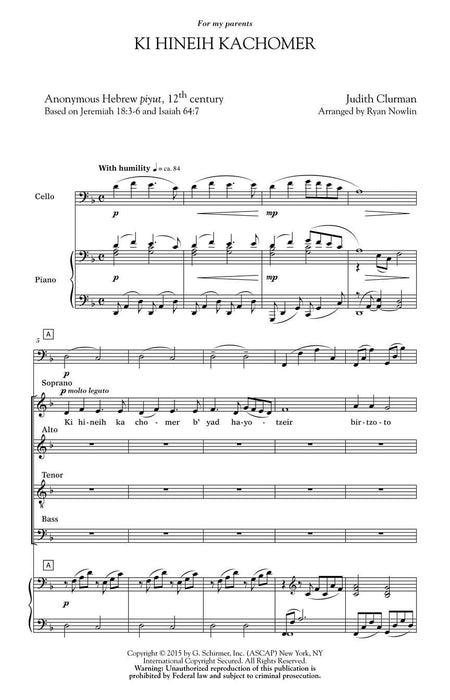 Ki Hineih Kachomer [Honor the Covenant] Judith Clurman Rejoice: Honoring the Jewish Spirit Choral Series 合唱 | 小雅音樂 Hsiaoya Music