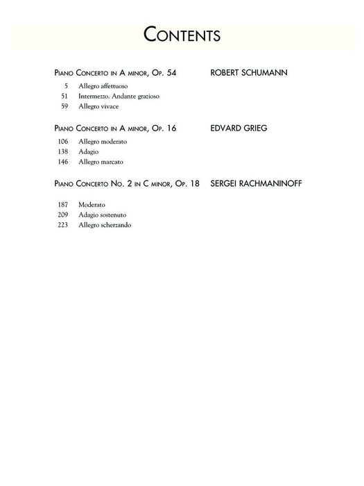 Three Romantic Piano Concertos: Schumann, Grieg, Rachmaninoff Schirmer's Library of Musical Classics, Vol. 2127 鋼琴 協奏曲 | 小雅音樂 Hsiaoya Music