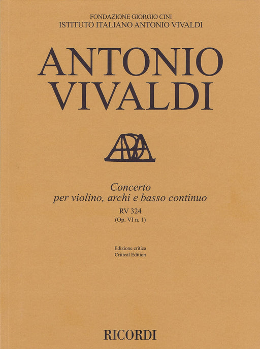 Concerto for Violin, Strings and Basso Continuo - RV324, Op. 6 No. 1 Critical Edition Score 協奏曲 弦樂器 | 小雅音樂 Hsiaoya Music