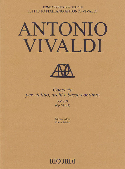 Concerto for Violin, Strings and Basso Continuo - RV 259 Op. 6 No. 2 Critical Edition Score 協奏曲 弦樂器 | 小雅音樂 Hsiaoya Music