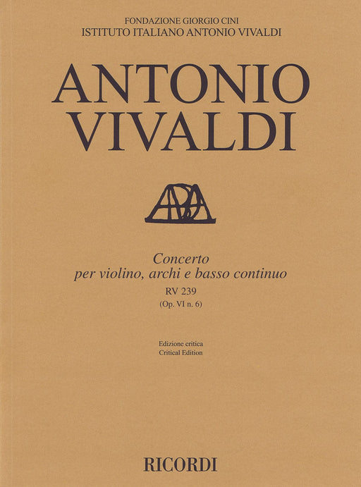 Concerto for Violin, Strings and Basso Continuo - RV239, Op. 6 No. 6 Critical Edition Score 協奏曲 弦樂器 | 小雅音樂 Hsiaoya Music