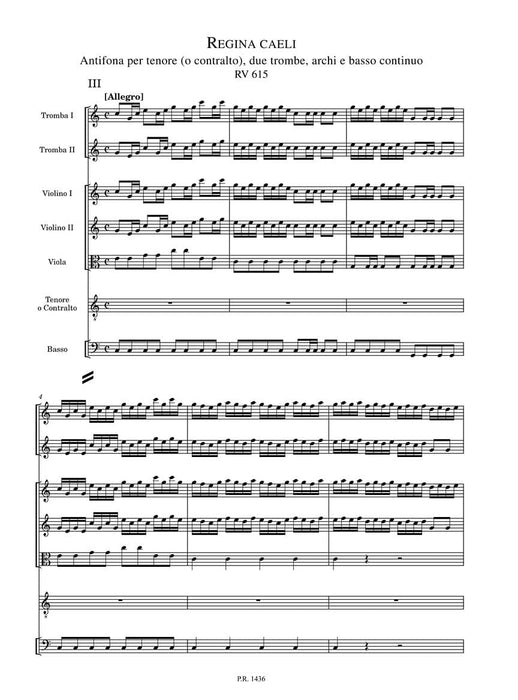 Regina Caeli RV 615 - Antiphon for Trumpet, Strings and Low Brass Critical Edition Score 韋瓦第 弦樂器 銅管樂器 弦樂 | 小雅音樂 Hsiaoya Music
