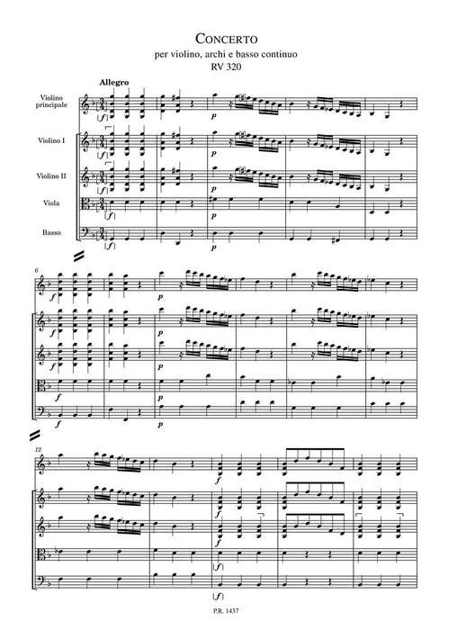 Concerti for Violin, Strings & Basso Continuo RV320, RV378, RV745 Critical Edition Score 韋瓦第 弦樂器 弦樂 小提琴(含鋼琴伴奏) | 小雅音樂 Hsiaoya Music